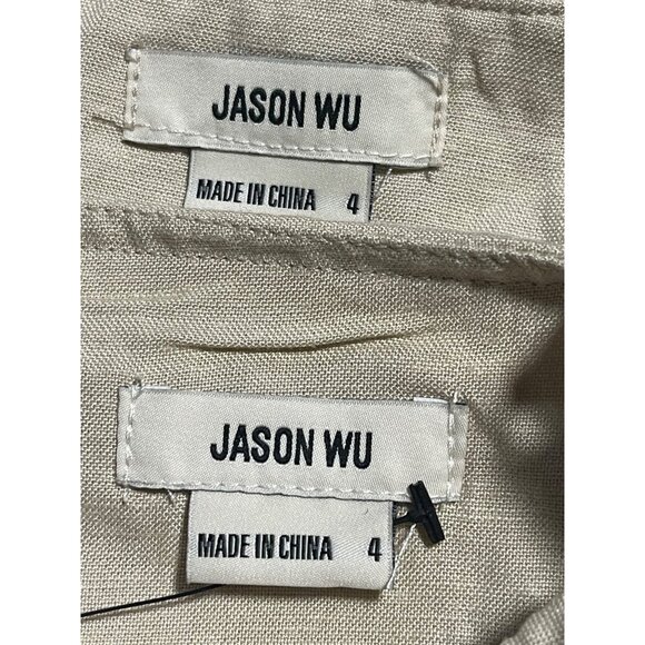 Jason Wu Beige 2-Piece Set Top Skirt With Coin Trim Size 4 Beach Resort Coastal - Picture 4 of 14